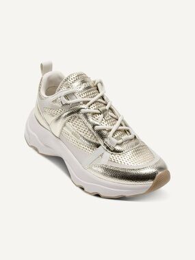 DKNY Gold and White Chunky Platform Sneaker